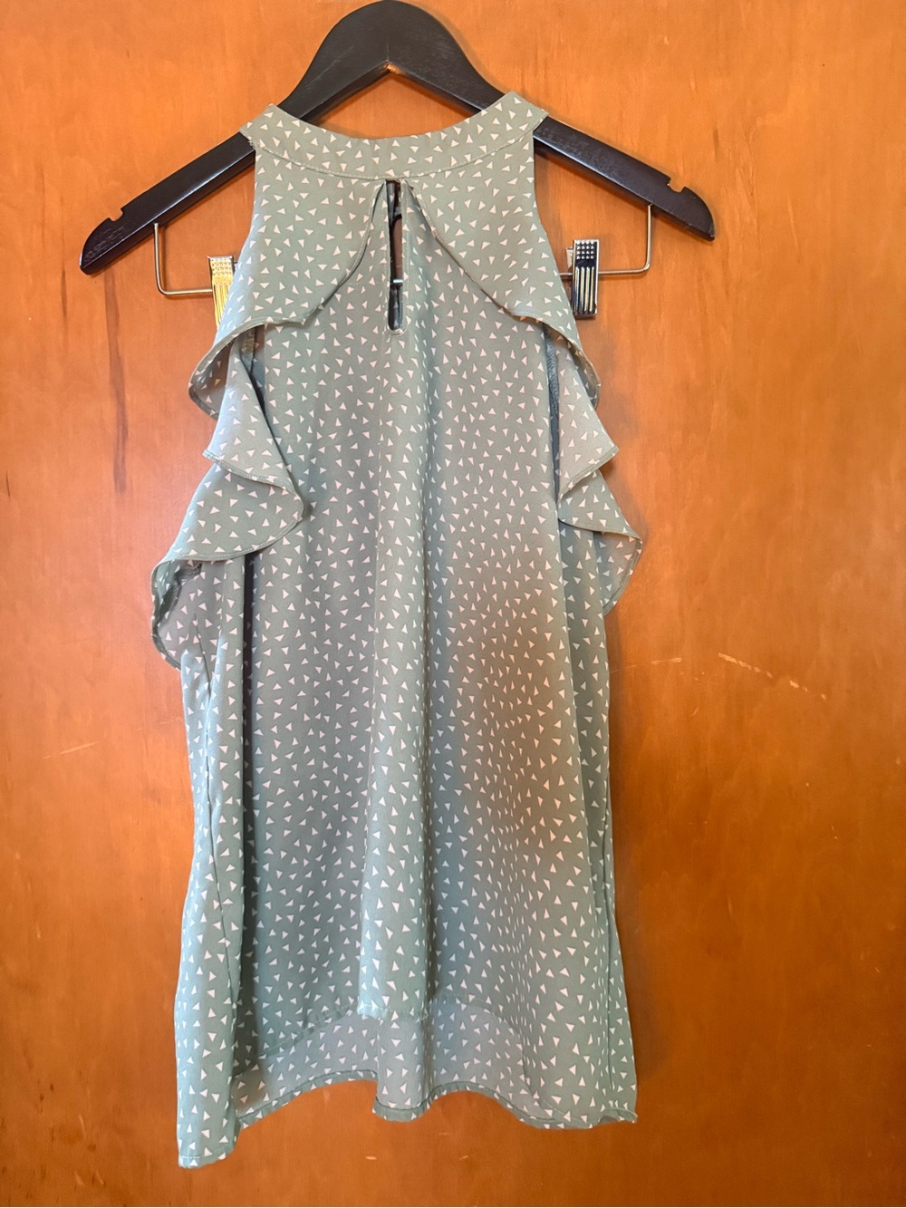 Ruffled High-Neck Camisole in Sage Green
